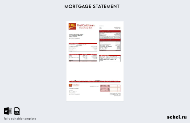 скачать в цифровом формате шаблон выписки по ипотеке CIBC Bank Доминики